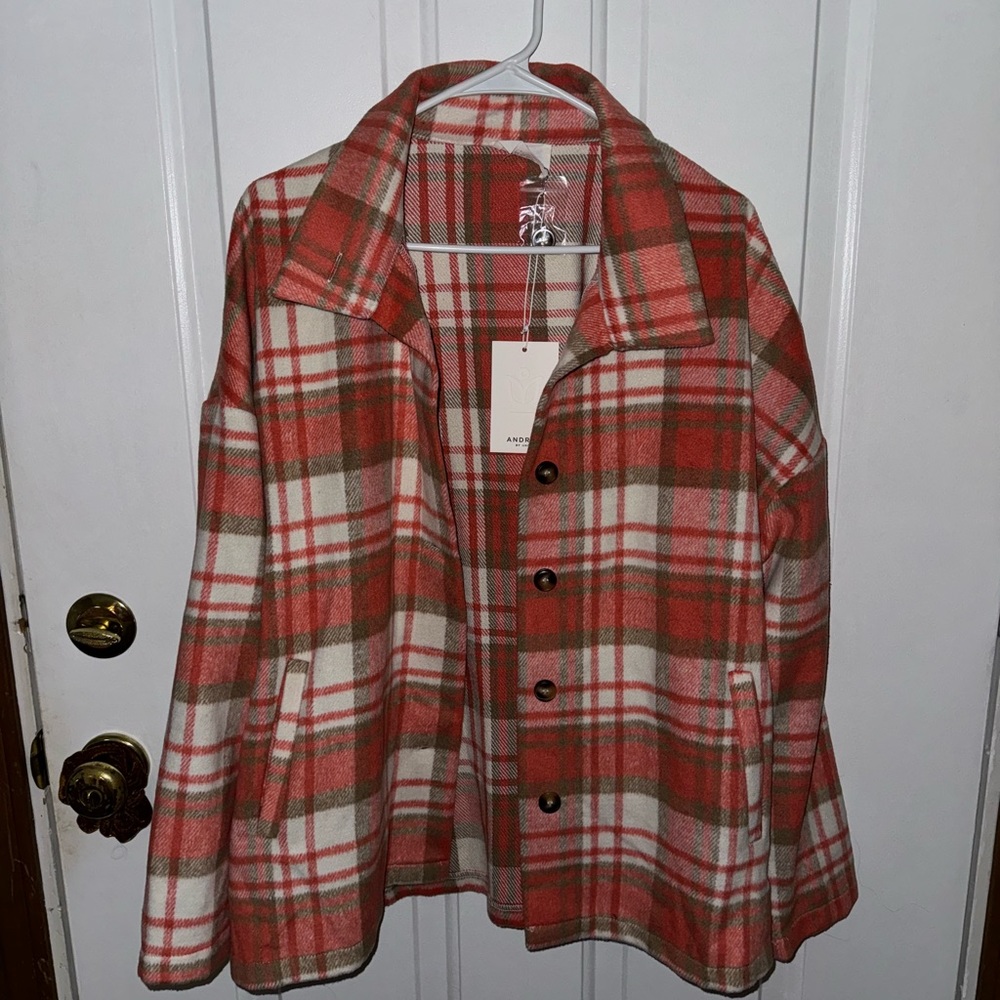 Pink/brown flannel - oversized